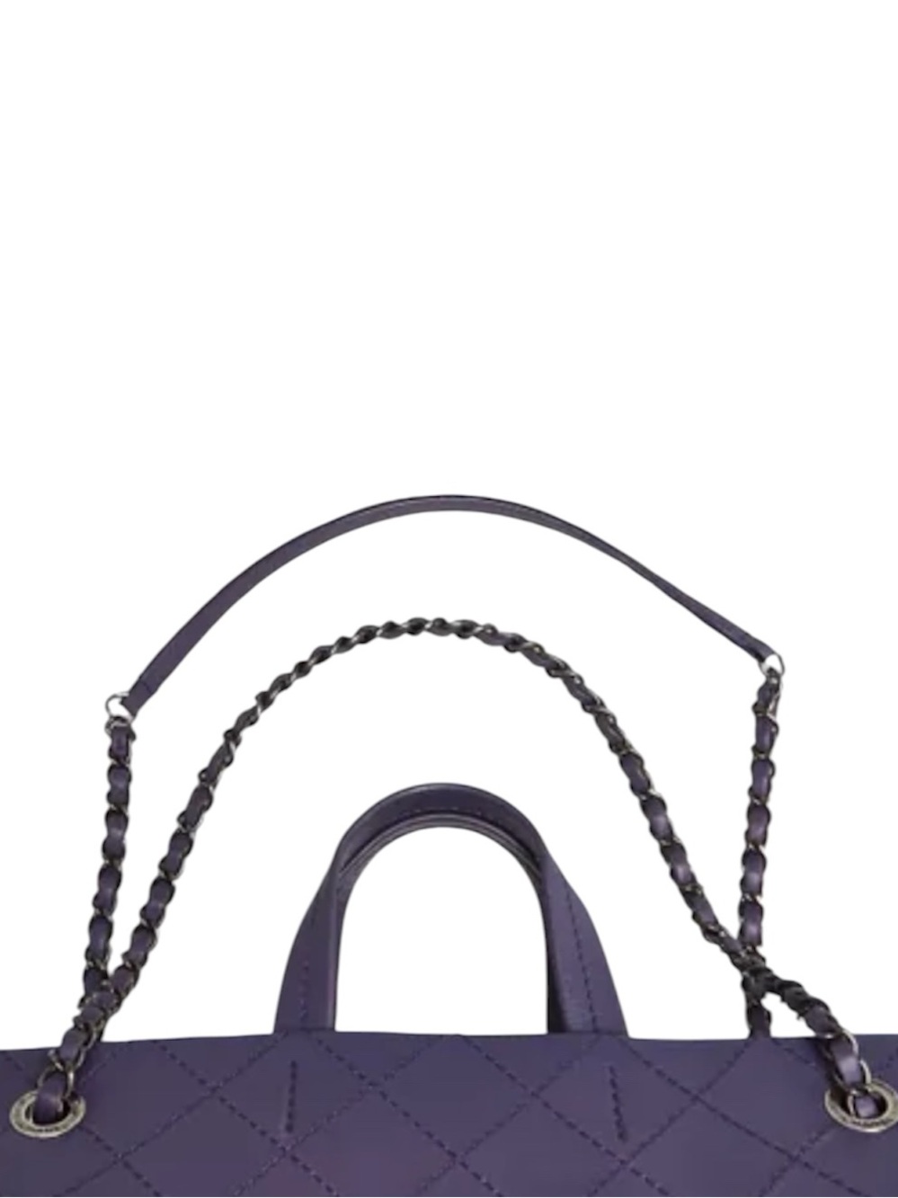CHANEL Purple Quilted Calfskin Leather CC Pocket Tote Bag - Picture 7 of 8